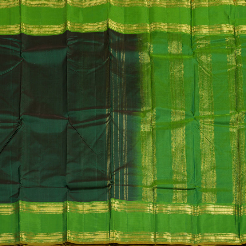 Hayagrivas Handloom Dark Green Kanjivaram Silk Saree with Parrot Green Border KBF44D5-1