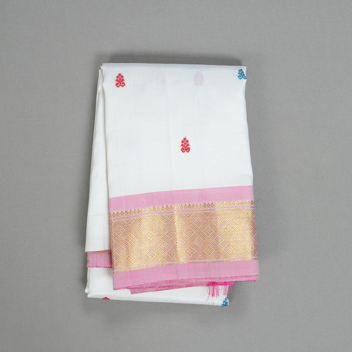Hayagrivas Milk-White Pure One-sided border Kanjivaram Silk Saree KBF450F3-3