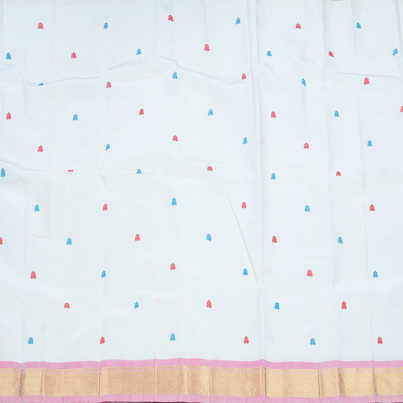 Hayagrivas Milk-White Pure One-sided border Kanjivaram Silk Saree KBF450F3-3