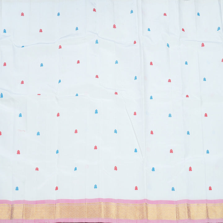 Hayagrivas Milk-White Pure One-sided border Kanjivaram Silk Saree KBF450F3-3