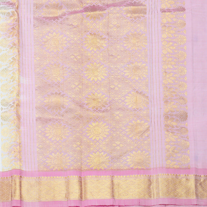 Hayagrivas Milk-White Pure One-sided border Kanjivaram Silk Saree KBF450F3-3