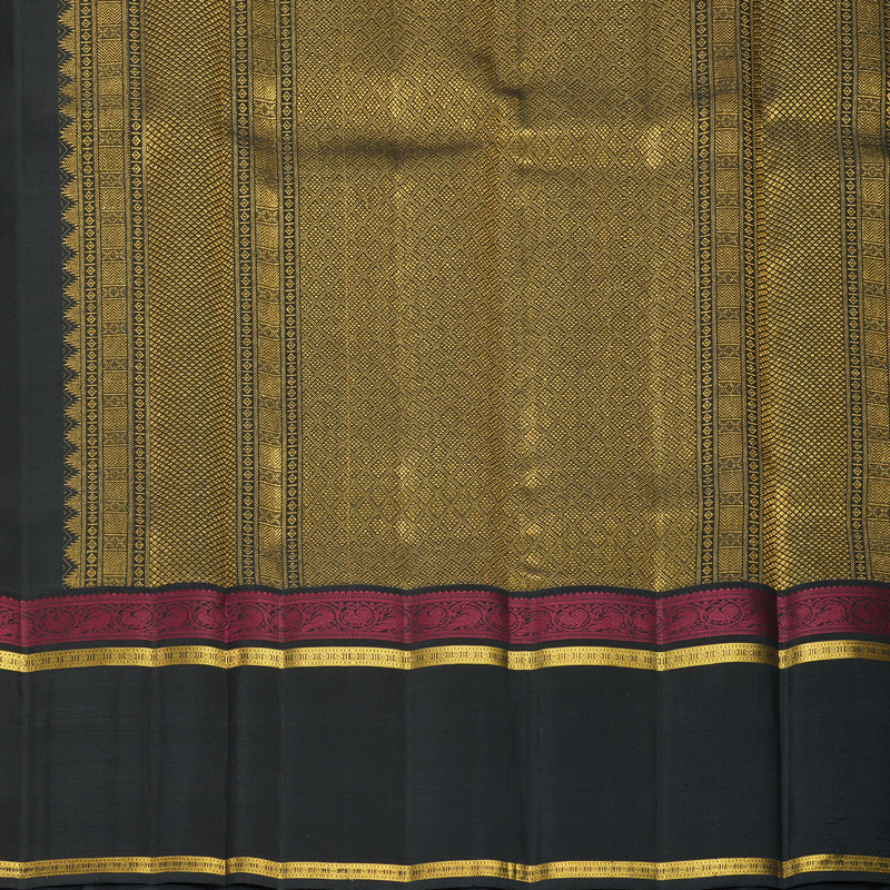 Hayagrivas Handloom Yellow Kanjivaram Silk Saree with Black Border KBF455F30-1