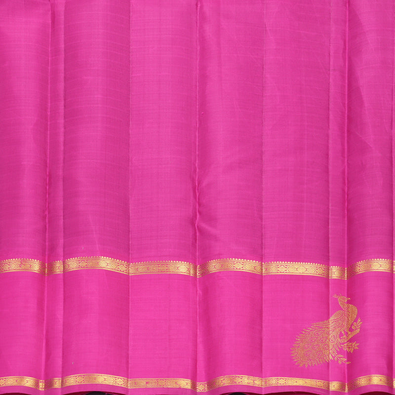 Hayagrivas Handloom Navy Blue Kanjivaram Silk Saree with Rani Pink Border KBF455F36-1