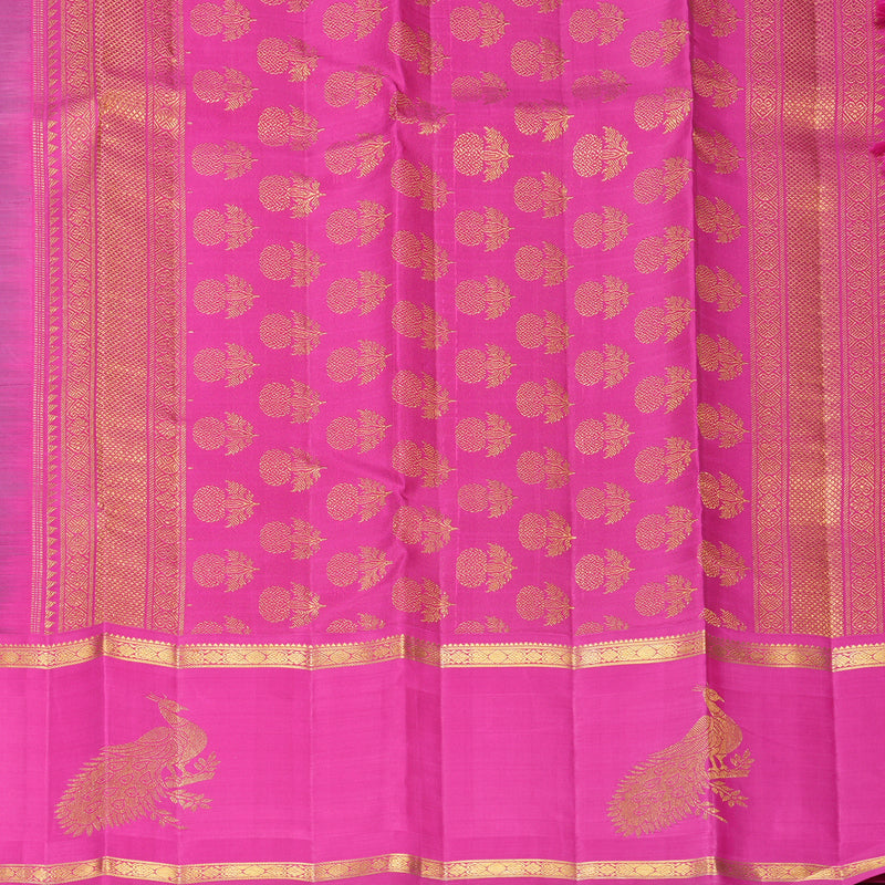 Hayagrivas Handloom Navy Blue Kanjivaram Silk Saree with Rani Pink Border KBF455F36-1