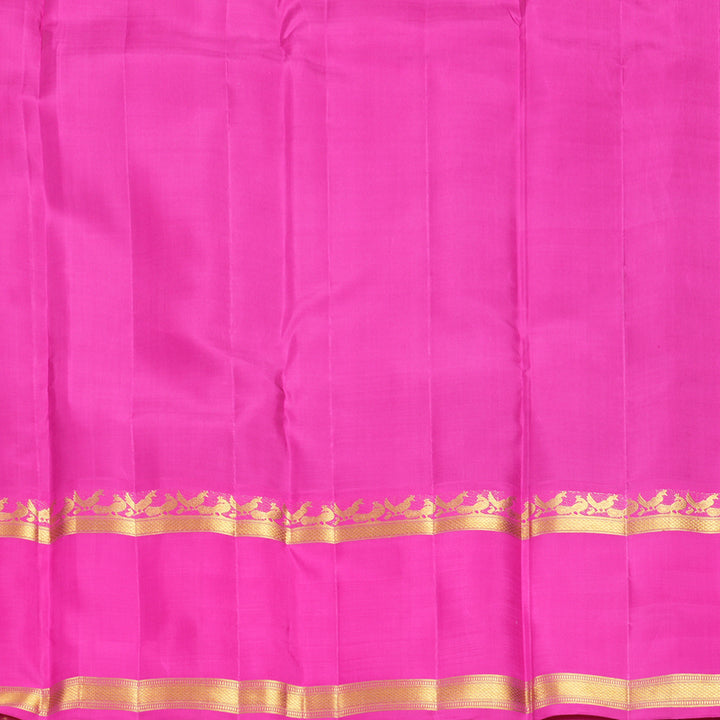 Hayagrivas Handloom Bottle Green Kanjivaram Silk Saree with Rani Pink Border KBF455F38-1
