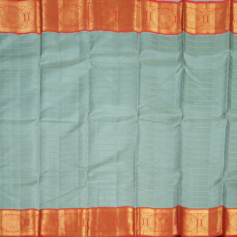 Hayagrivas Handloom Cement Green Kanjivaram Silk Saree with Red Border KBF455F5-1