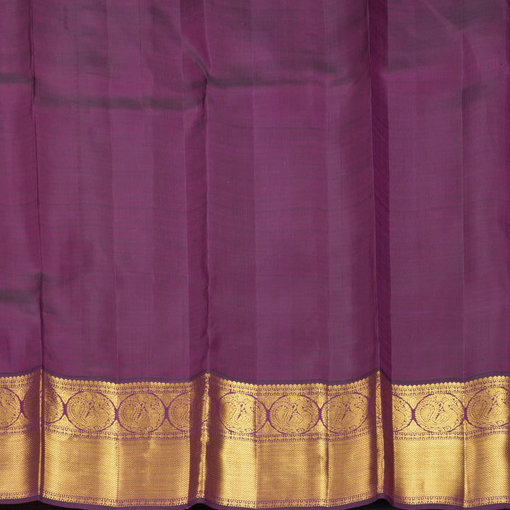 Hayagrivas Handloom Sandal Beige Kanjivaram Silk Saree with Purple Border KBF455F51-1