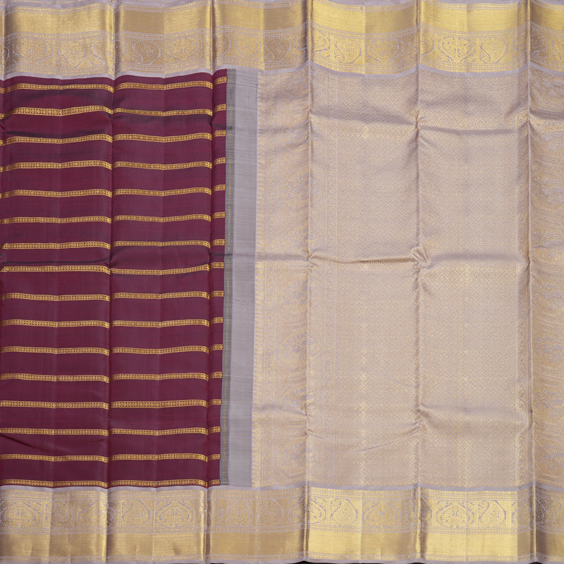 Hayagrivas Handloom Maroon Kanjivaram Silk Saree with Onion Pink Border KBF455F8-1
