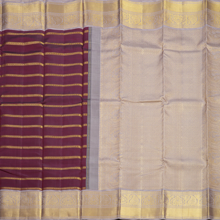 Hayagrivas Handloom Maroon Kanjivaram Silk Saree with Onion Pink Border KBF455F8-1