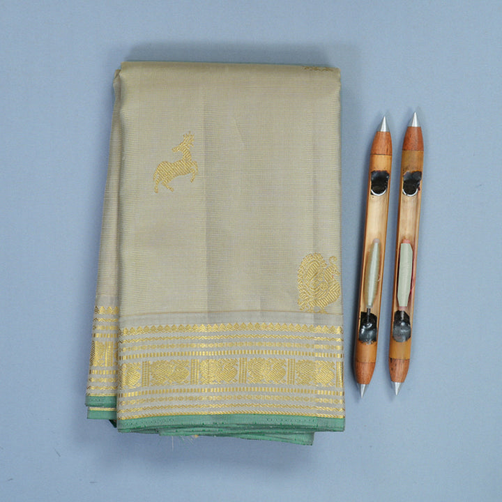 Hayagrivas Handloom Light Grey Kanjivaram Silk Saree KBF455F9-2