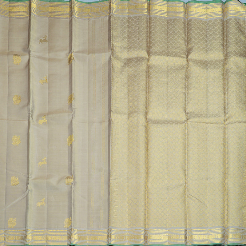 Hayagrivas Handloom Light Grey Kanjivaram Silk Saree KBF455F9-2