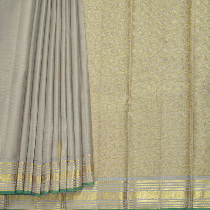 Hayagrivas Handloom Light Grey Kanjivaram Silk Saree KBF455F9-2