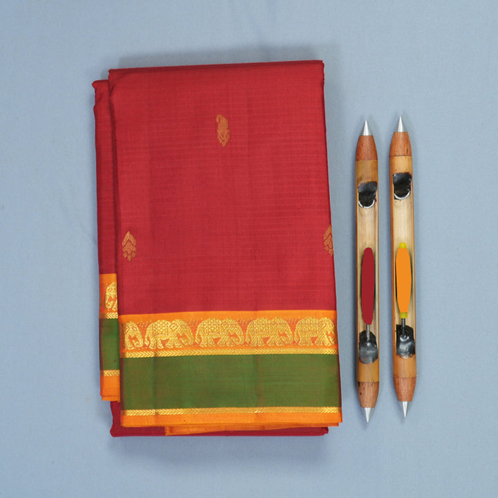 Hayagrivas Handloom Maroon Kanjivaram Silk Saree KBF486F3-6