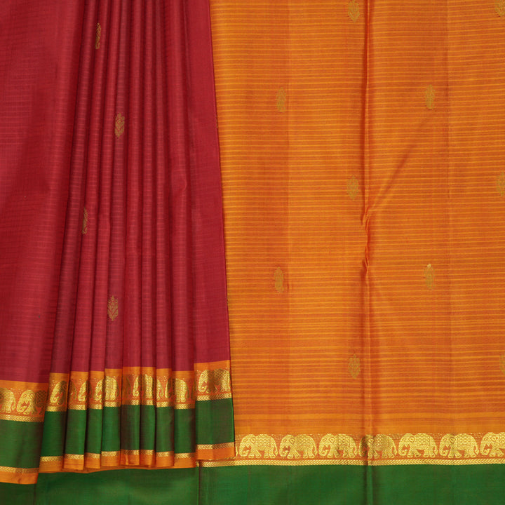 Hayagrivas Handloom Maroon Kanjivaram Silk Saree KBF486F3-6