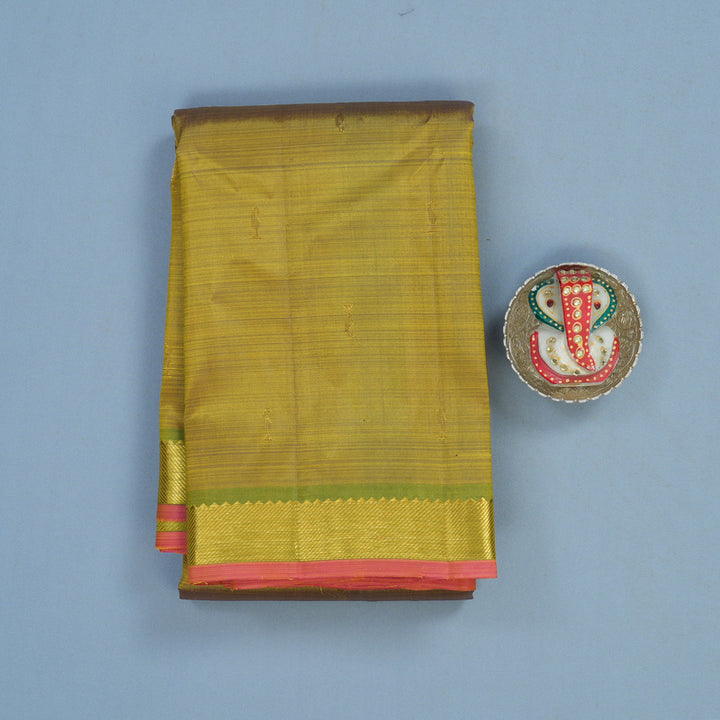 Hayagrivas Handloom Olive Yellow Kanjivaram Silk Saree KBF45D3-7