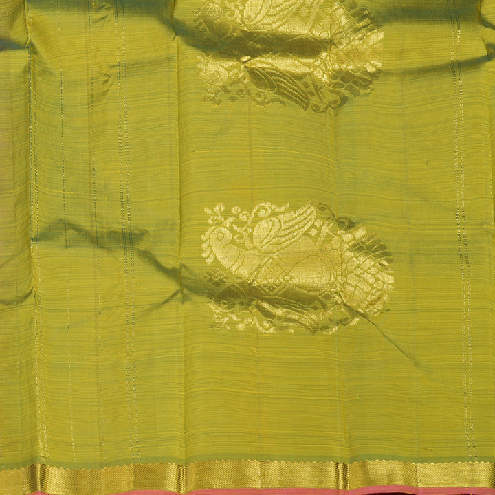Hayagrivas Handloom Olive Yellow Kanjivaram Silk Saree KBF45D3-7