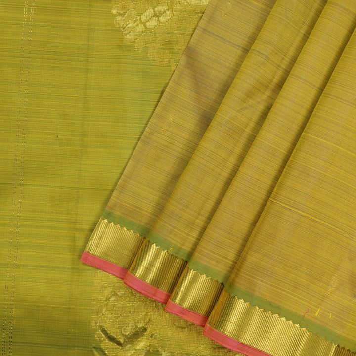 Hayagrivas Handloom Olive Yellow Kanjivaram Silk Saree KBF45D3-7