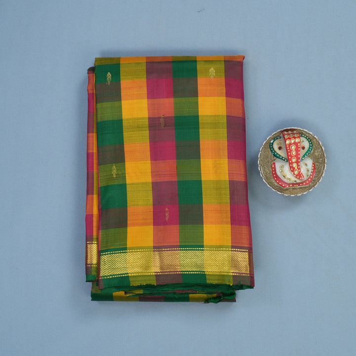 Hayagrivas Handloom Multicolour Checks Kanjivaram Silk Saree KBF45D4-11