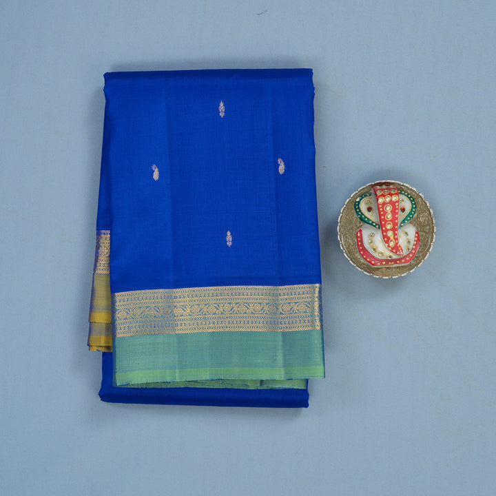 Hayagrivas Handloom MS Blue Kanjivaram Silk Saree with Ganga Jamuna Border KBF45D5-1