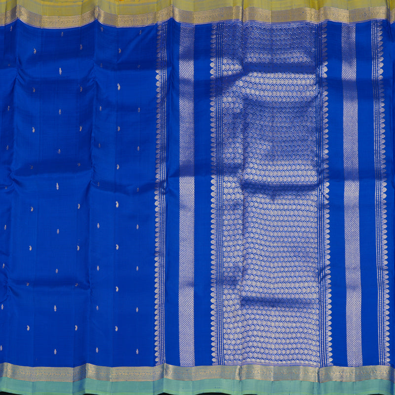 Hayagrivas Handloom MS Blue Kanjivaram Silk Saree with Ganga Jamuna Border KBF45D5-1