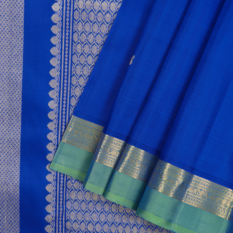 Hayagrivas Handloom MS Blue Kanjivaram Silk Saree with Ganga Jamuna Border KBF45D5-1