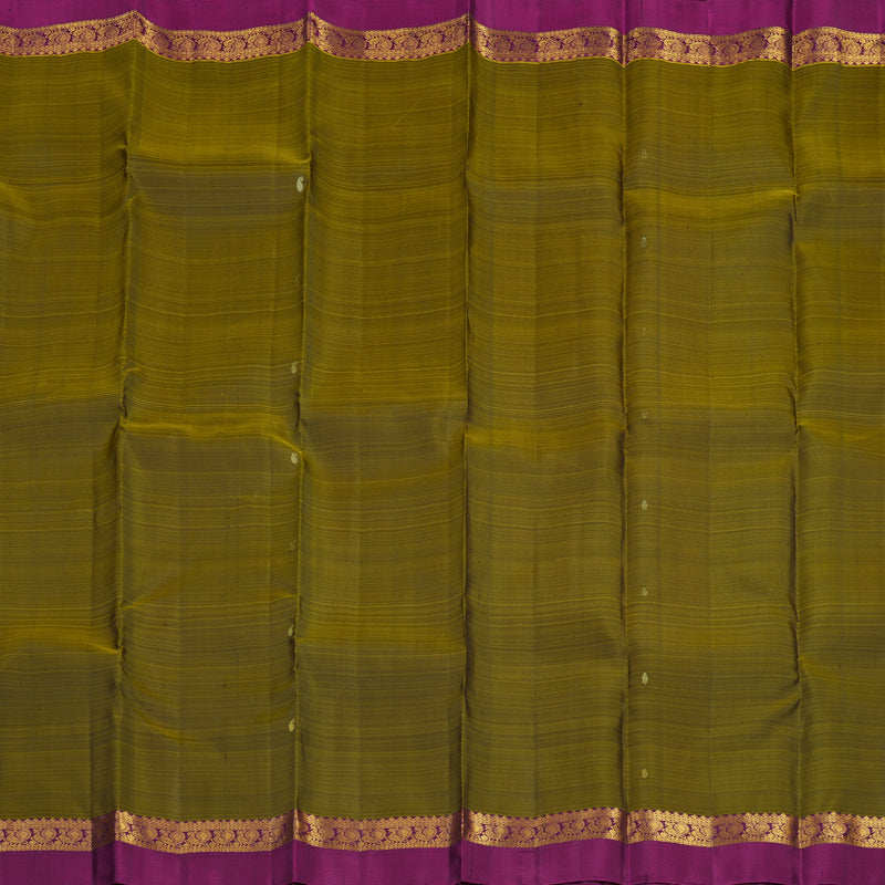 Hayagrivas Handloom Mehandi Green Kanjivaram Silk Saree with Purple Border KBF45D5-7