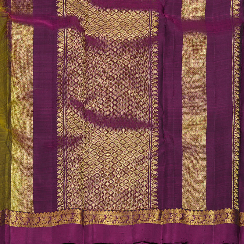 Hayagrivas Handloom Mehandi Green Kanjivaram Silk Saree with Purple Bo ...