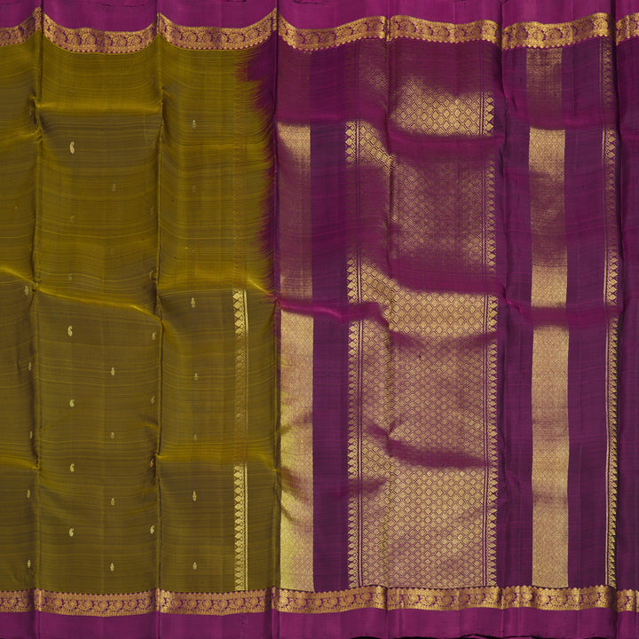 Hayagrivas Handloom Mehandi Green Kanjivaram Silk Saree with Purple Border KBF45D5-7
