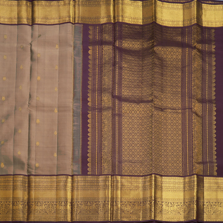 Hayagrivas Handloom Light Brown Kanjivaram Silk Saree with Coffee Brown Border KBF462F2-1