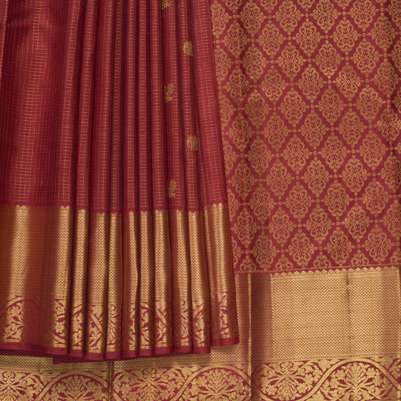Hayagrivas Handloom Maroon Kanjivaram Silk Saree KBF462F3-3