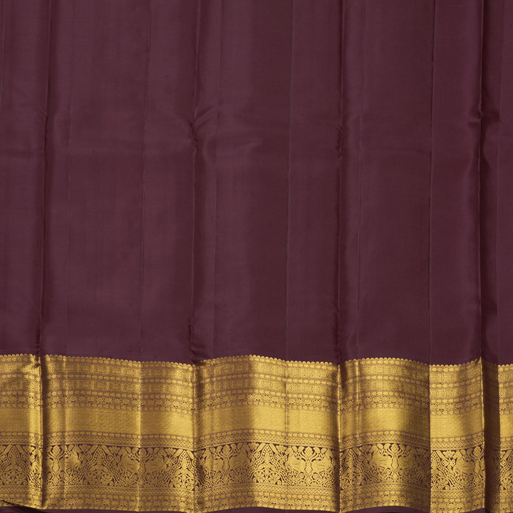 Hayagrivas Handloom Magenta Kanjivaram Silk Saree with Coffee Brown Border KBF462F3-5