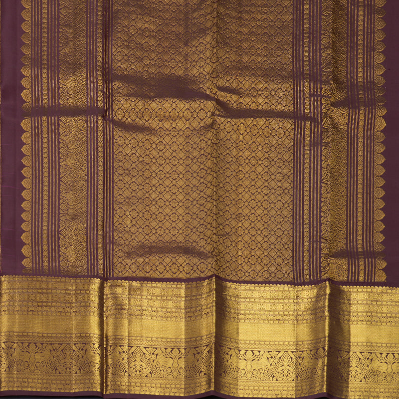 Hayagrivas Handloom Magenta Kanjivaram Silk Saree with Coffee Brown Border KBF462F3-5