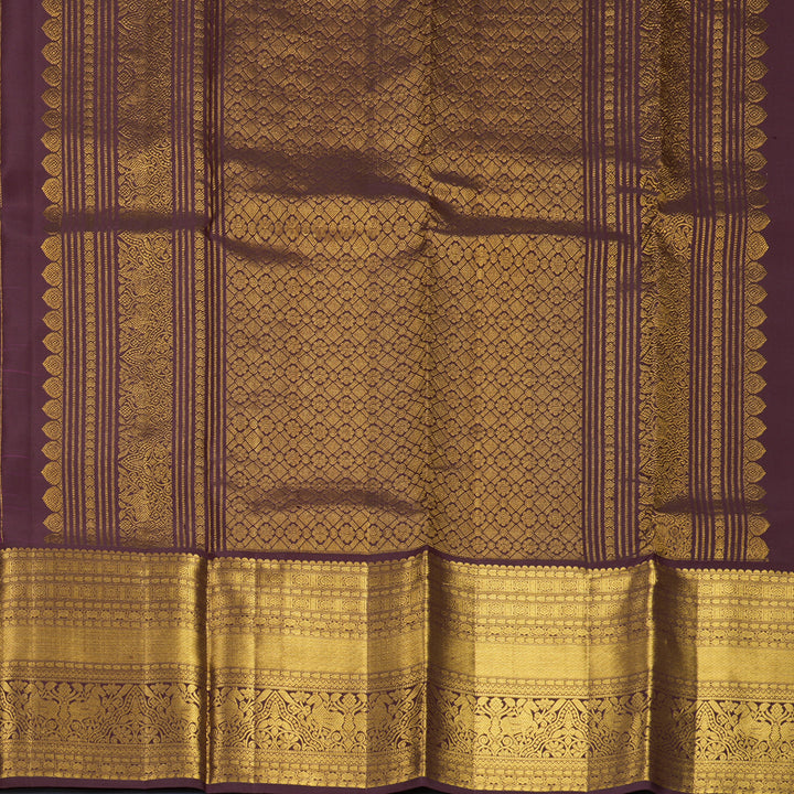 Hayagrivas Handloom Magenta Kanjivaram Silk Saree with Coffee Brown Border KBF462F3-5