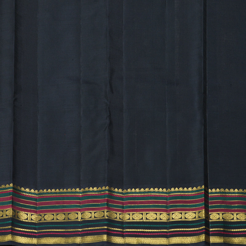 Hayagrivas Handloom Half-White Kanjivaram Silk Saree with Karum Neelam Border KBF463F3-1