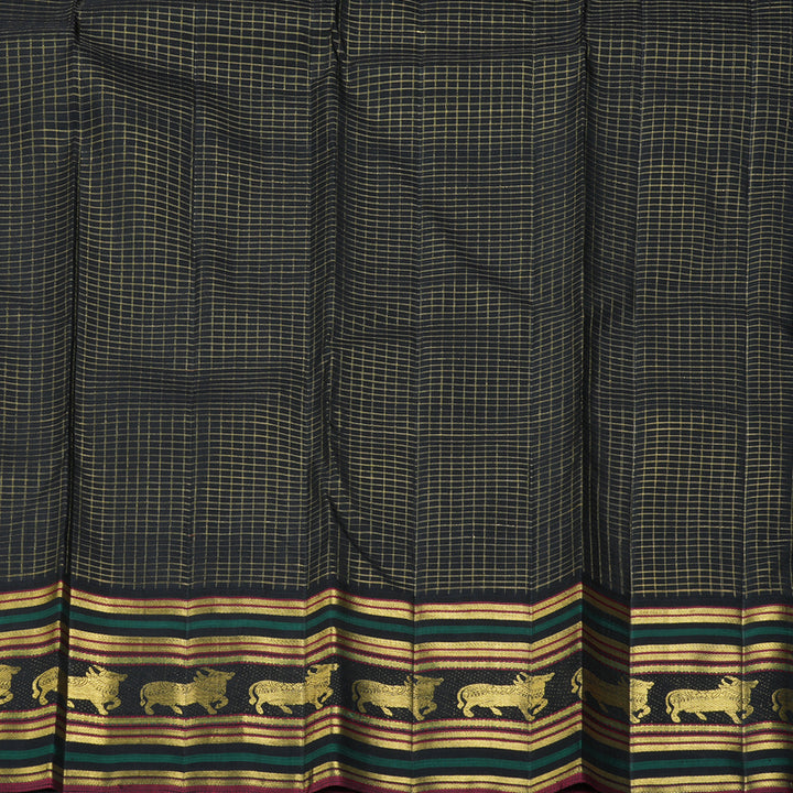 Hayagrivas Handloom Maroon & Orange Checks Kanjivaram Silk Saree KBF463F6-1