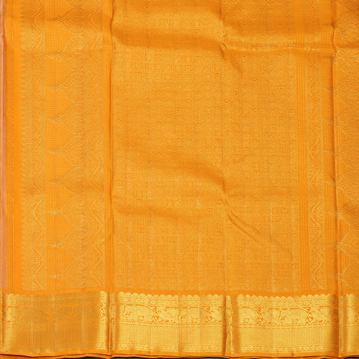 Hayagrivas Handloom Onion Pink Kanjivaram Silk Saree with Turmeric Yellow Border KBF464F1-1