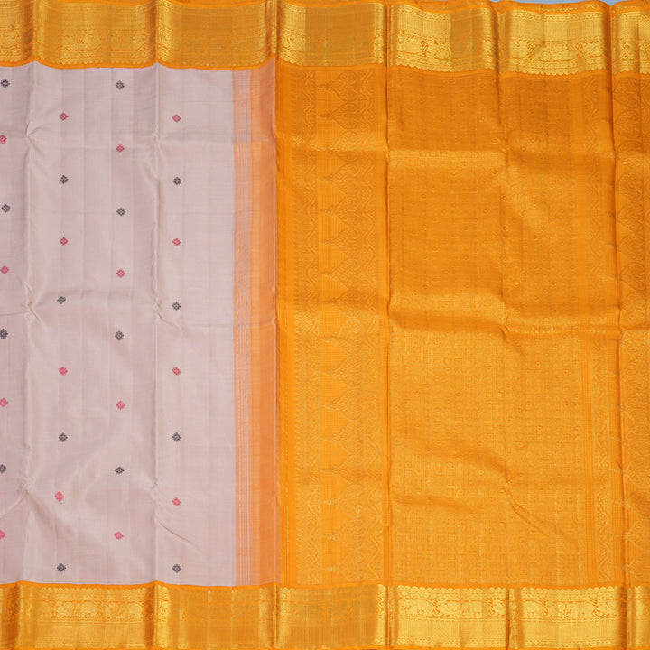 Hayagrivas Handloom Onion Pink Kanjivaram Silk Saree with Turmeric Yellow Border KBF464F1-1