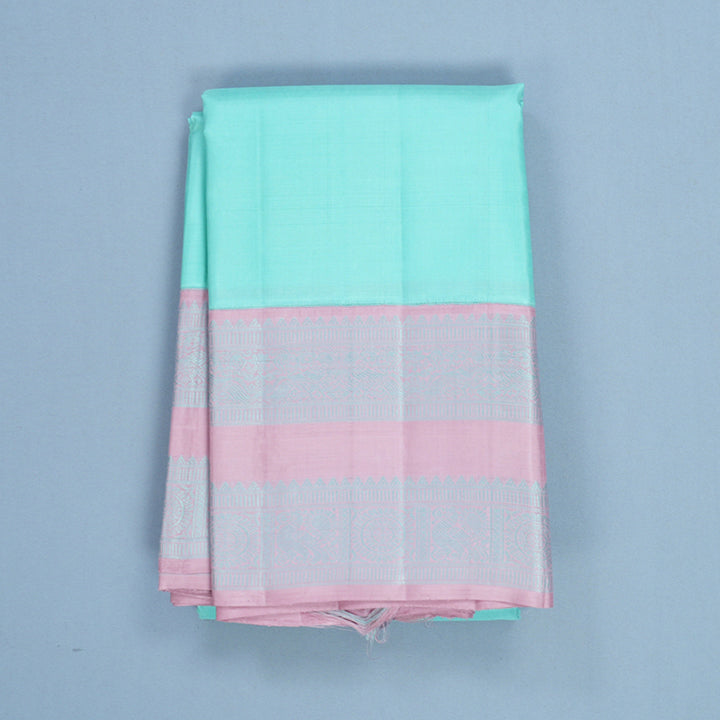 Hayagrivas Handloom Powder Blue Kanjivaram Silk Saree with Lilac-Pink Border KBF464F2-2