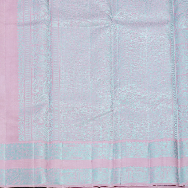 Hayagrivas Handloom Powder Blue Kanjivaram Silk Saree with Lilac-Pink Border KBF464F2-2