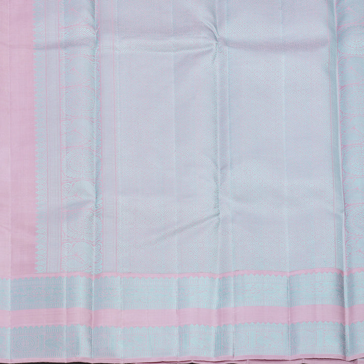 Hayagrivas Handloom Powder Blue Kanjivaram Silk Saree with Lilac-Pink Border KBF464F2-2