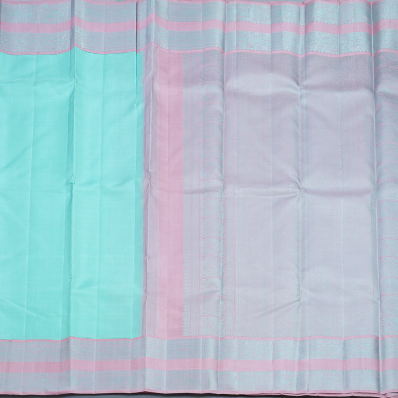 Hayagrivas Handloom Powder Blue Kanjivaram Silk Saree with Lilac-Pink Border KBF464F2-2