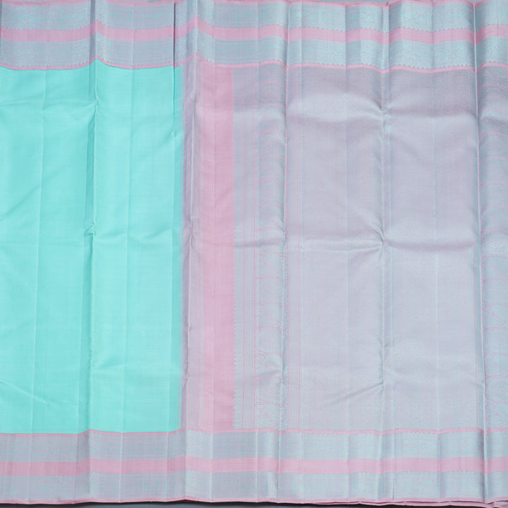 Hayagrivas Handloom Powder Blue Kanjivaram Silk Saree with Lilac-Pink Border KBF464F2-2