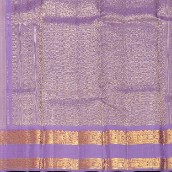 Hayagrivas Handloom Peach-Yellow Kanjivaram Silk Saree with Lilac Border KBF464F4-1