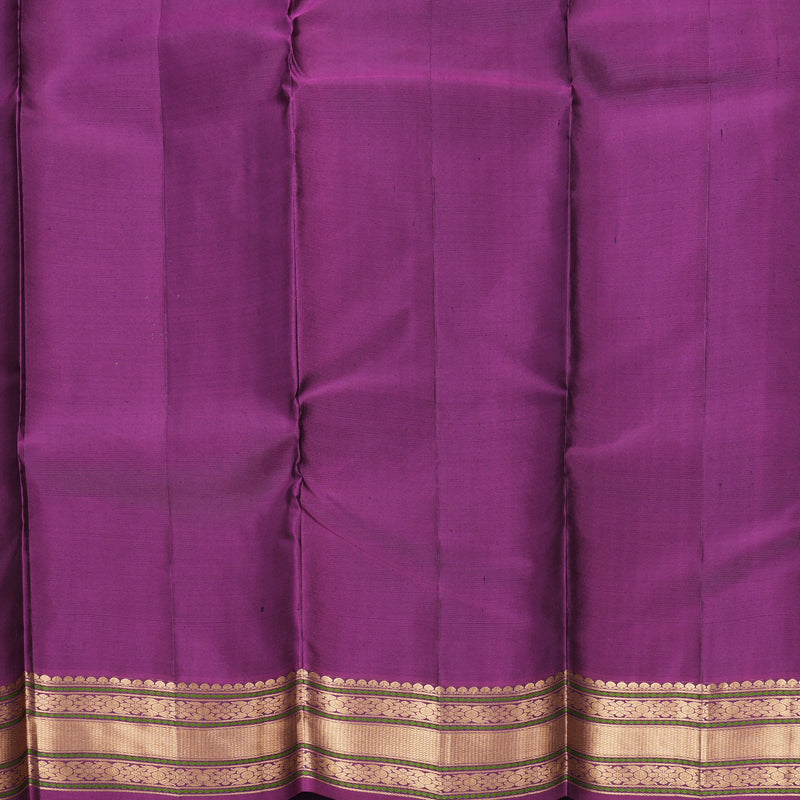 Hayagrivas Handloom Bottle Green Kanjivaram Silk Saree with Purple Border KBF465F12-16