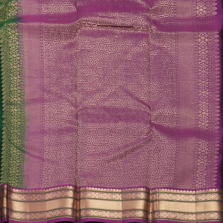 Hayagrivas Handloom Bottle Green Kanjivaram Silk Saree with Purple Border KBF465F12-16