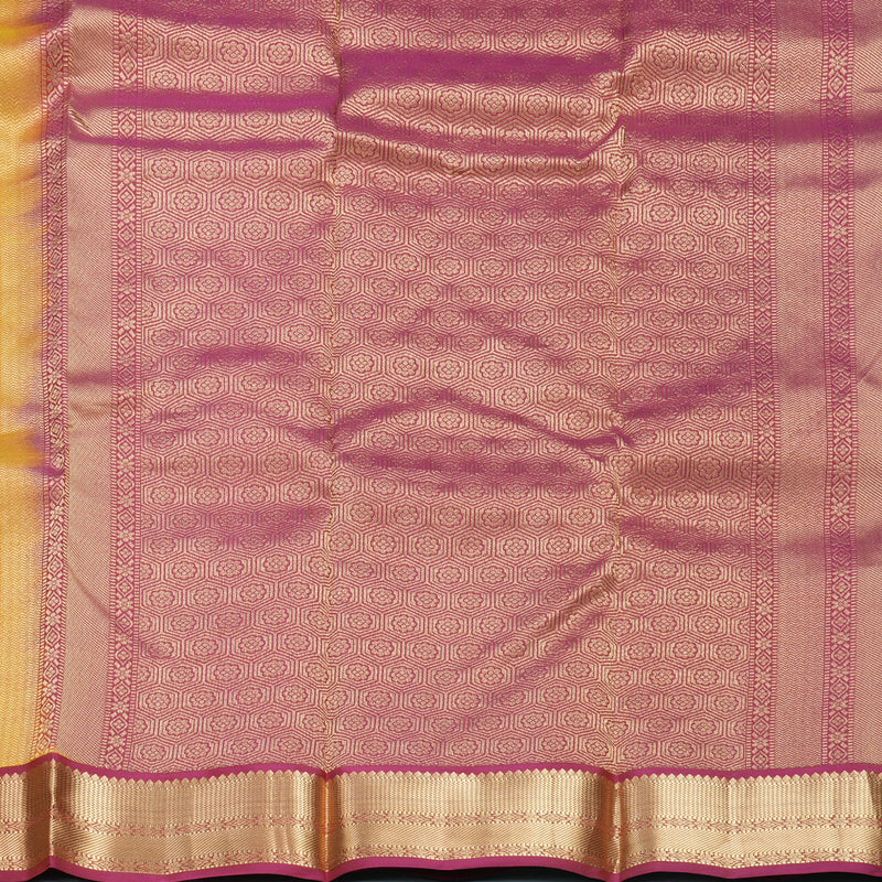 Hayagrivas Handloom Golden Yellow Kanjivaram Silk Saree with Pink Border KBF465F12-4