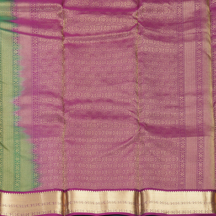 Hayagrivas Handloom Green Kanjivaram Silk Saree with Purple Border KBF465F12-5