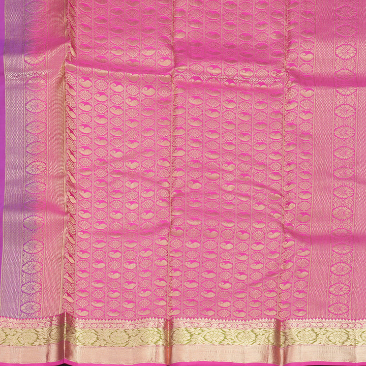 Hayagrivas Handloom Purple Kanjivaram Silk Saree with Pink Border KBF465F15-2