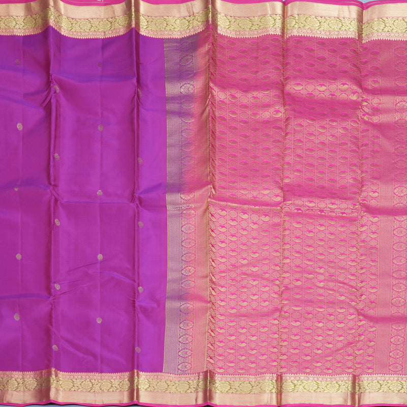 Hayagrivas Handloom Purple Kanjivaram Silk Saree with Pink Border KBF465F15-2
