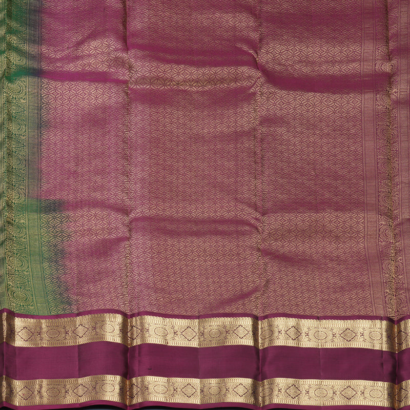 Hayagrivas Handloom Bottle Green Kanjivaram Silk Saree with Purple Border KBF465F16-2